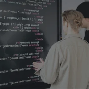 IT consultants and software specialists collaborating on digital transformation strategies