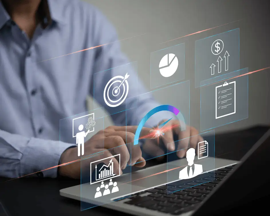 Analytics dashboard displaying software quality KPIs, test coverage metrics, and defect management reports