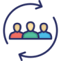 Icon showing AI-driven process automation and analytics